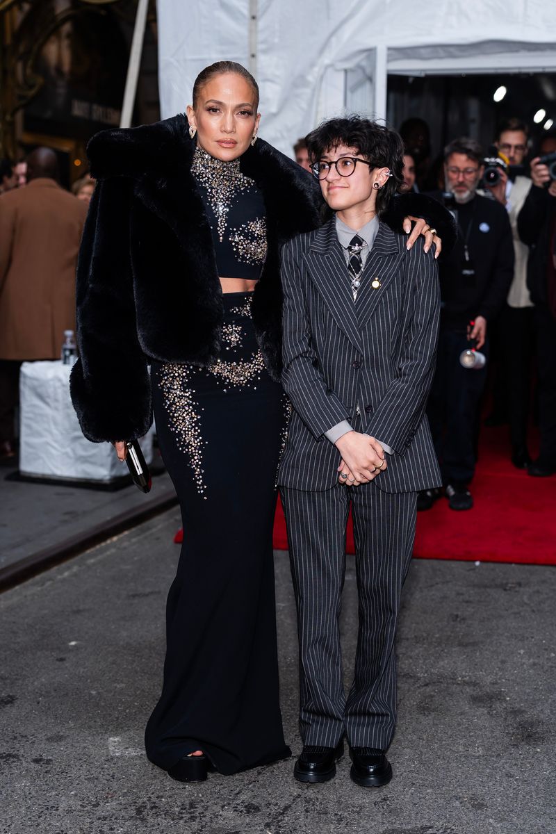 Jennifer Lopez (L) and Emme Muniz attend "Othello" opening night at the Barrymore Theater in Midtown on March 23, 2025 in New York City. (Photo by TheStewartofNY/GC Images)