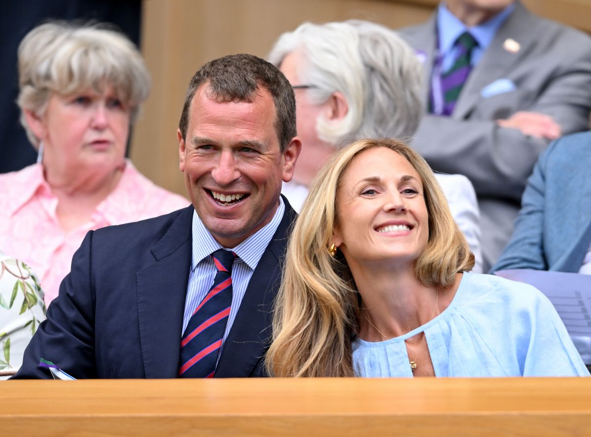 LONDON, ENGLAND - JULY 09: Peter Phillips and Harriet Sperling attend day ten of the Wimbledon Tennis Championships at the All England Lawn Tennis and Croquet Club on July 09, 2025 in London, England.  (Photo by Karwai Tang/WireImage)