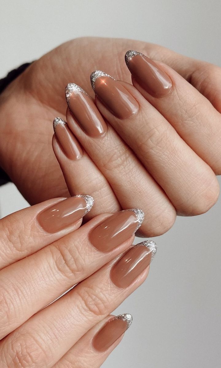 Mocha French with silver tips