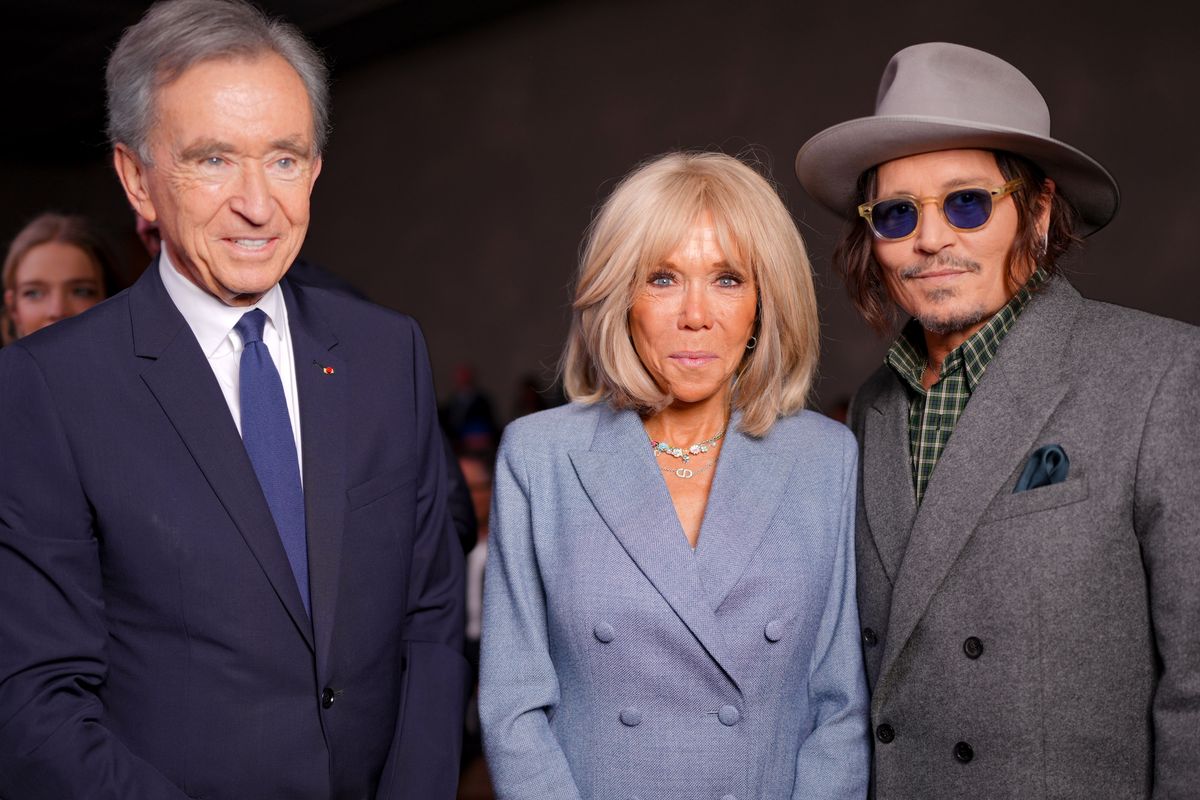 Bernard Arnault, Brigitte Macron, Johnny Depp at the Christian Dior fashion show as part of Spring/Summer 2026 Paris Fashion Week