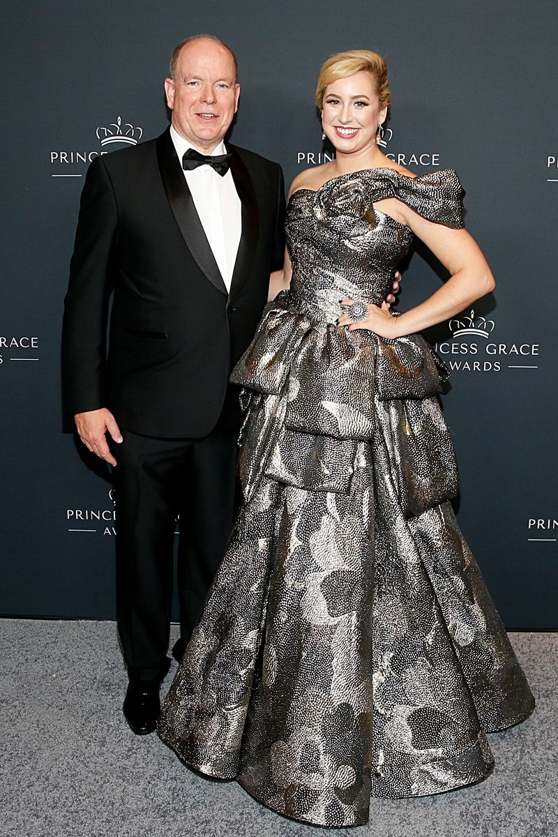 NEW YORK, NEW YORK - OCTOBER 23: (L-R) Albert II, Prince of Monaco and Jazmin Grace Grimaldi attend the Princess Grace Awards 40th Anniversary Gala at The Pierre Hotel on October 23, 2024 in New York City. (Photo by Dominik Bindl/Getty Images)