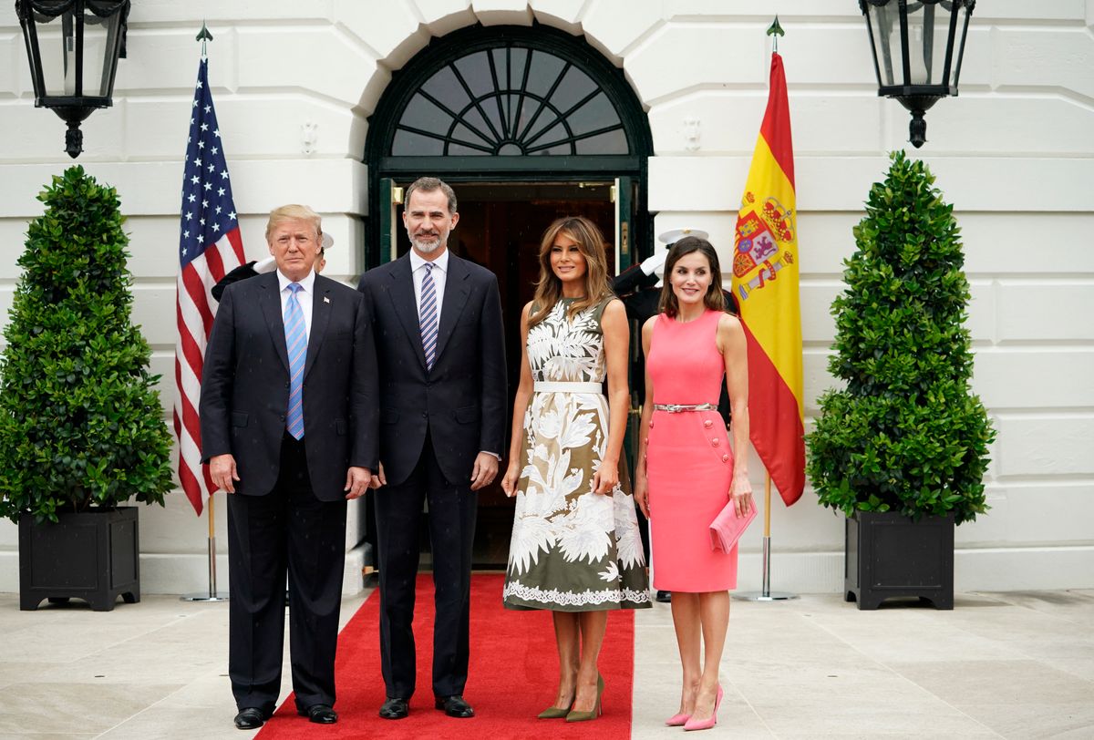King Felipe and Queen Letizia of Spain pictured with former President Donald Trump and First Lady Melania Trump in 2018