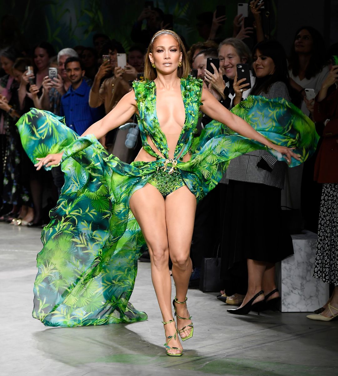 Jennifer Lopez on the catwalk (Photo by Swan Gallet/WWD/Penske Media via Getty Images)