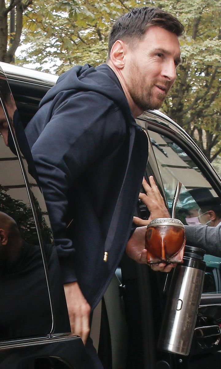 Messi Tea Lionel Messi drinks Mate from cup with his kids’ names on it