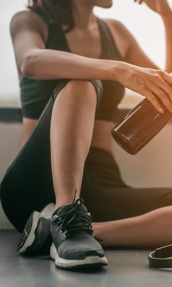 Woman taking a break from exercising