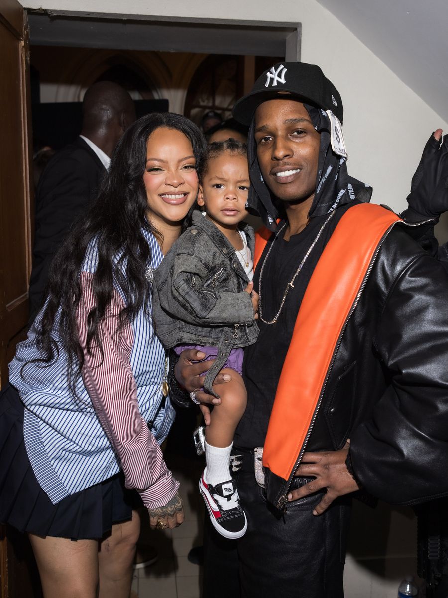 Rihanna, Riot and ASAP Rocky attend the AWGE Menswear Spring/Summer 2026 show as part of Paris Fashion Week on June 27, 2025 in Paris, France. (Photo by Arnold Jerocki/Getty Images)