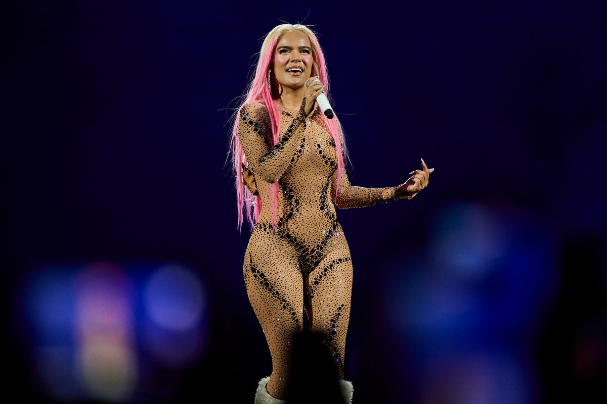 Colombian singer Karol G performs onstage during the "Mañana será bonito" Europe Summer Tour at Santiago Bernabeu Stadium on July 20, 2024, in Madrid, Spain. 
