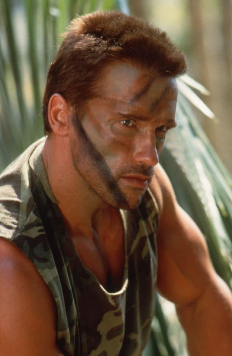 Arnold Schwarzenegger on the set of "Predator".