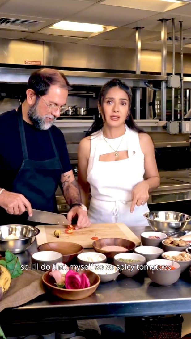 Salma Hayek showed off her cooking skills while preparing a delicious recipe from 'Like Water for Chocolate'