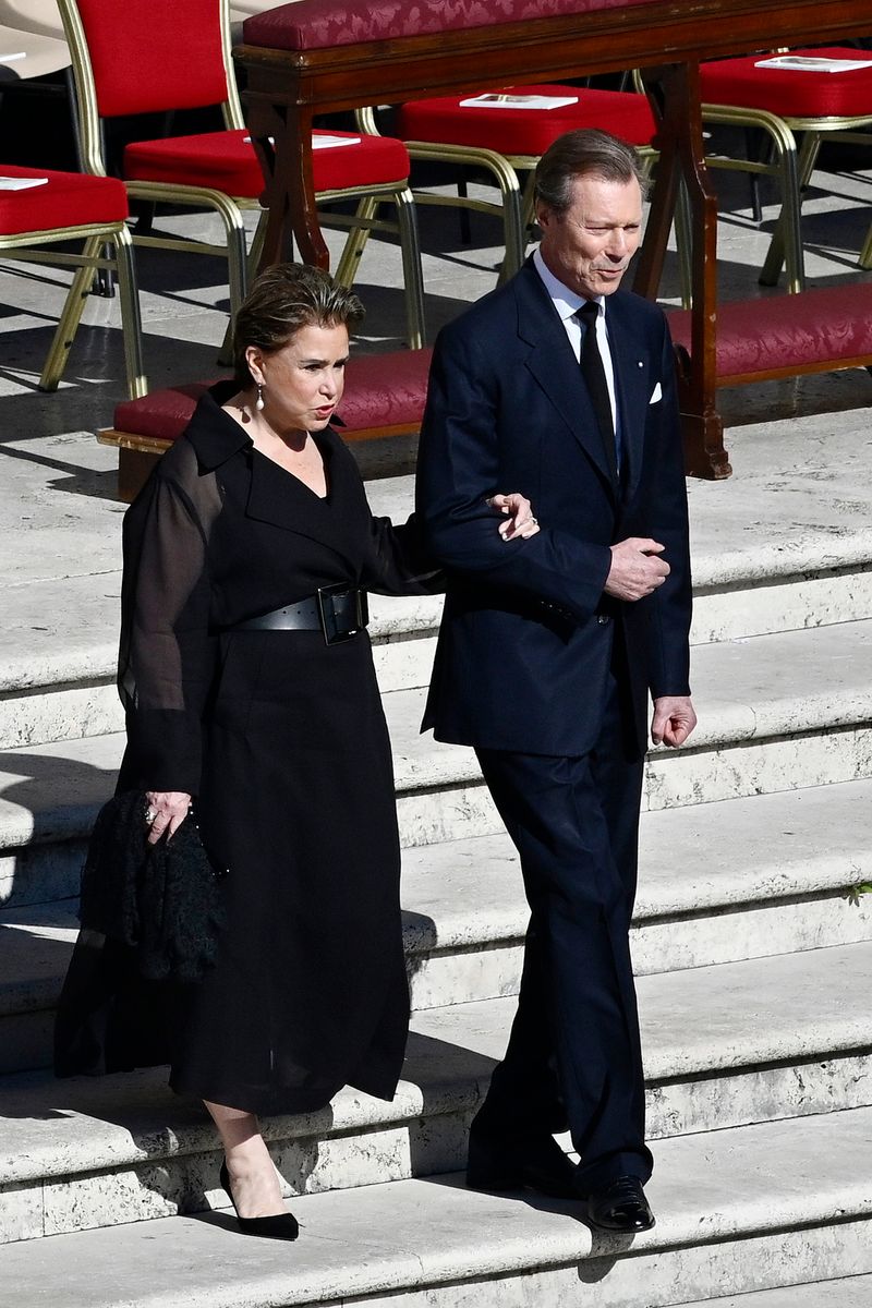 Grand Duchess of Luxembourg Mari­a Teresa Mestre Batista and Grand Duke of Luxembourg Henri attend the funeral of Pope Francis.