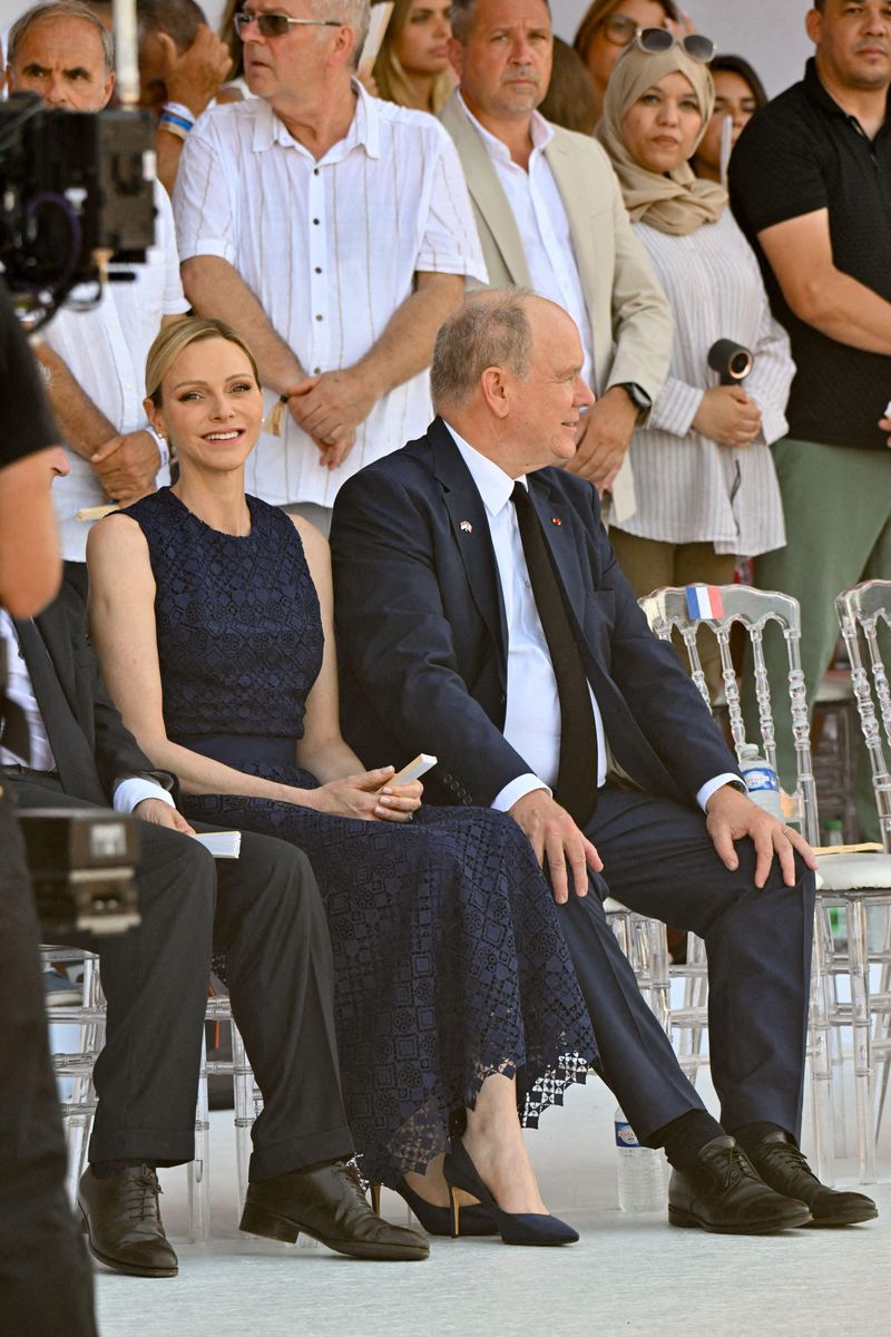 Prince Albert II and Princess Charlène join French President Emmanuel Macron and First Lady Brigitte Macron during the official remembrance ceremony.