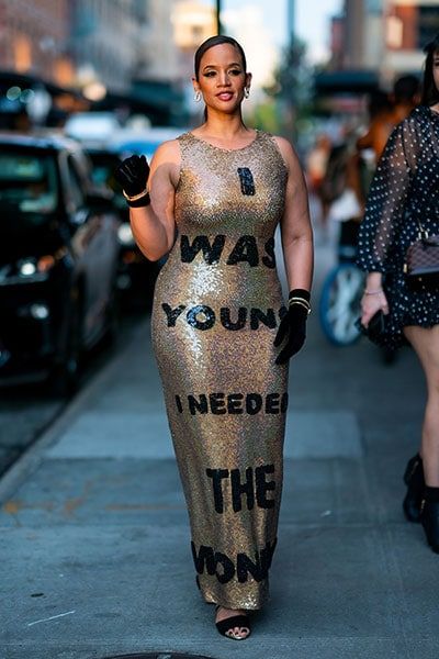 Dascha Polanco gold dress in NY