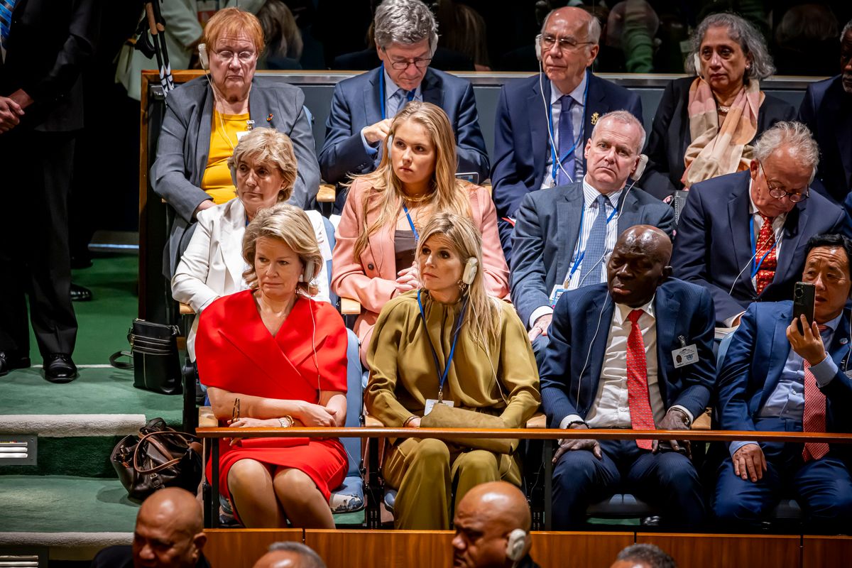 Princess Amalia joined Queen Mathilde of Belgium and Queen Maxima of the Netherlands as they all listened to the opening remarks at the General Assembly in the United Nations