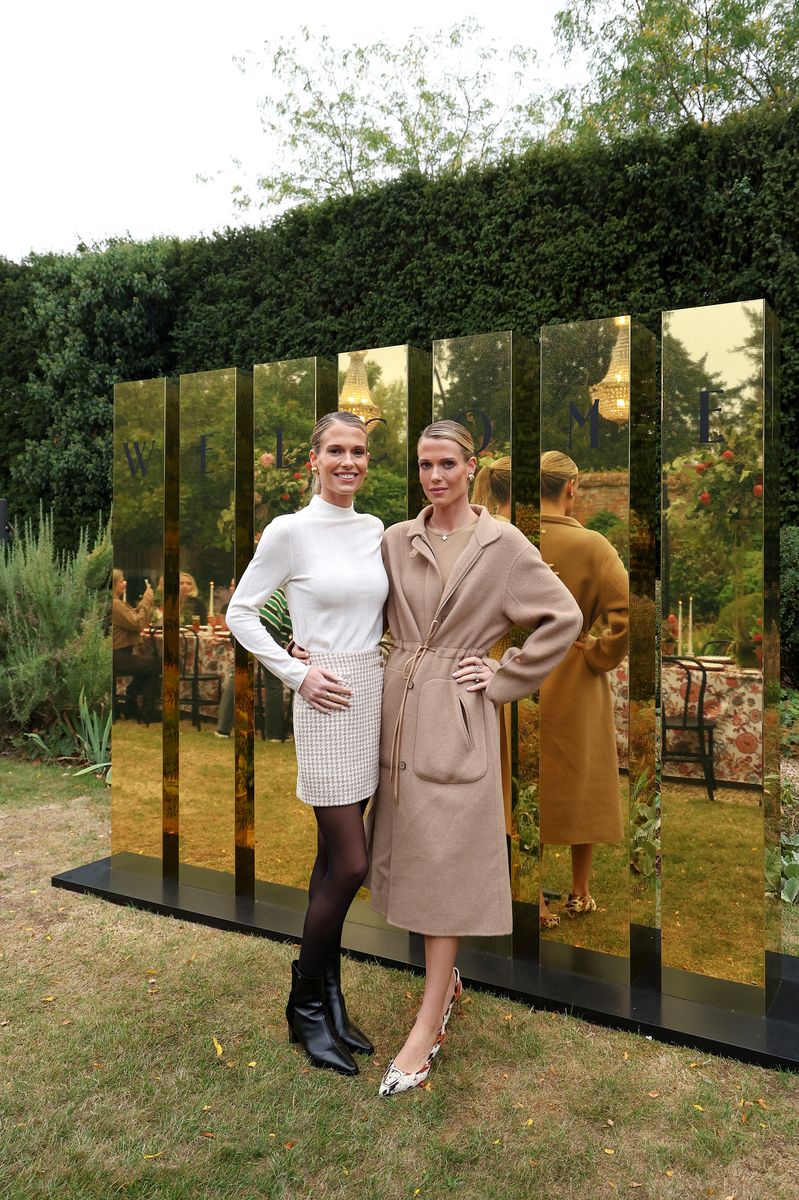 The Spencer twins put their own spin on autumn dressing, with Lady Eliza pairing a houndstooth mini with a high-neck top while Lady Amelia opted for a camel mini dress.
