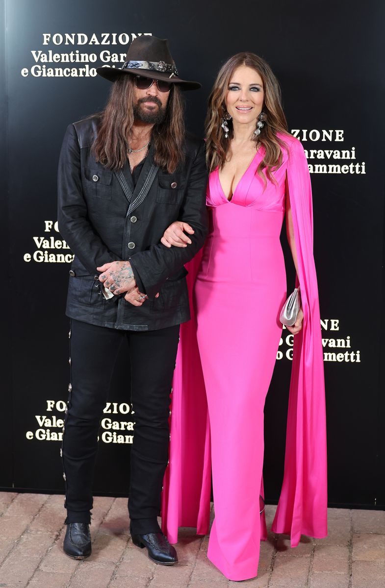 ROME, ITALY - MAY 24: Billy Ray Cyrus and Elizabeth Hurley attend the "Orizzonti | Rosso" Exhibition Opening Dinner at Palazzo Barberini on May 24, 2025 in Rome, Italy. (Photo by Elisabetta A. Villa/Getty Images)