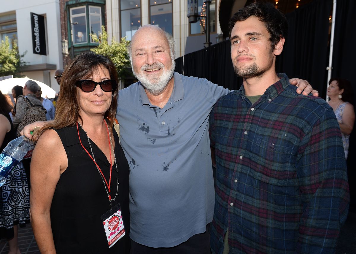 LOS ANGELES, CA - AUGUST 09: Actor/Producer/Director Rob Reiner (center) and wife Michele Singer (L) and son Nick Reiner (R) attend Teen Vogue's Back-to-School Saturday kick-off event at The Grove on August 9, 2013 in Los Angeles, California. (Photo by Michael Buckner/Getty Images for Teen Vogue)