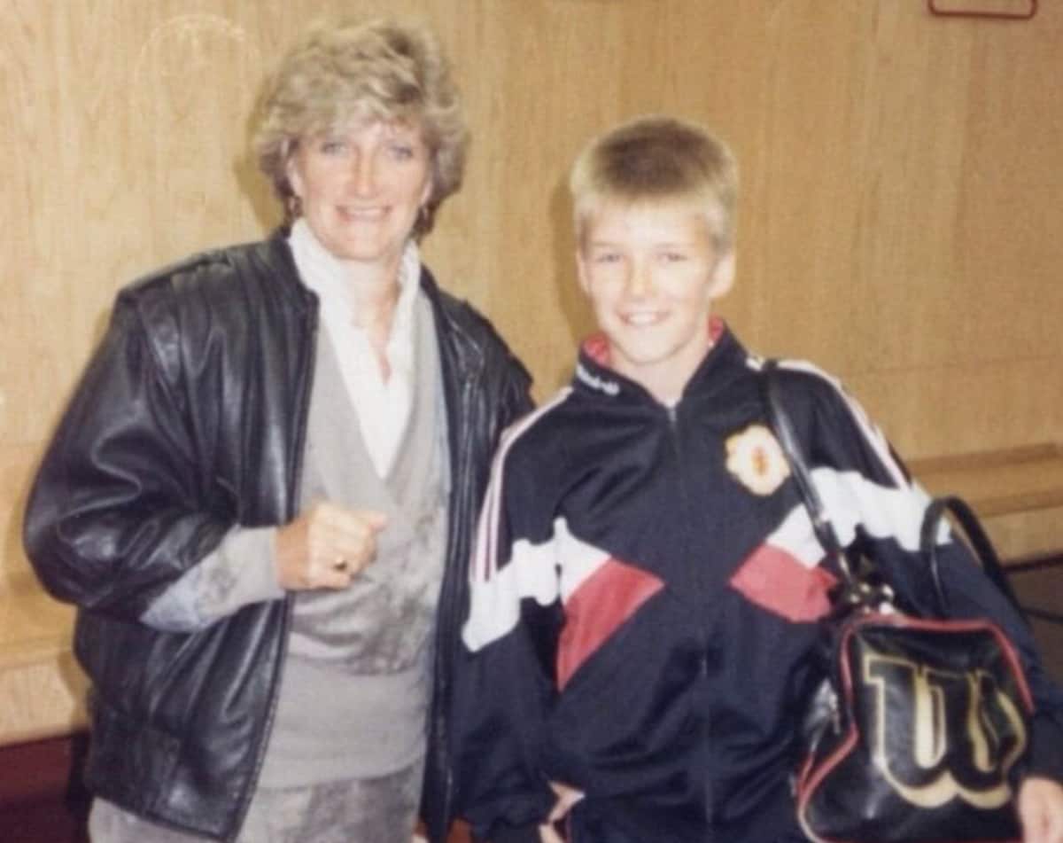 David Beckham and his mom Sandra