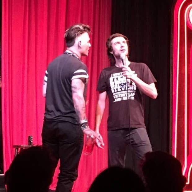 Johnny jumped on stage at the Comedy Store in Los Angeles.
<br>
Photo: Instagram.com/thecomedystore