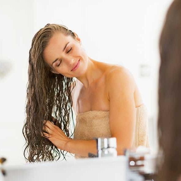 Woman washing her hair