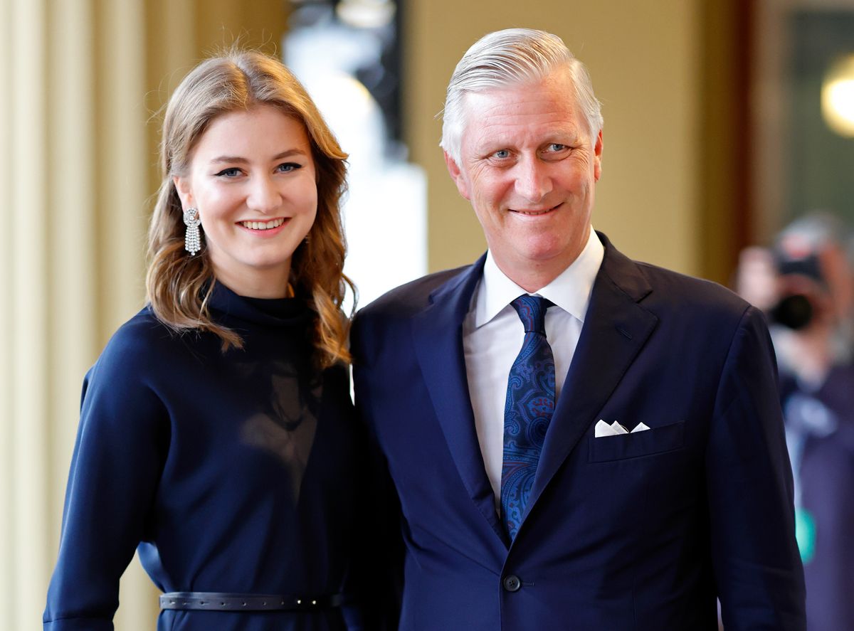 LONDON, UNITED KINGDOM - MAY 05: (EMBARGOED FOR PUBLICATION IN UK NEWSPAPERS UNTIL 24 HOURS AFTER CREATE DATE AND TIME) Crown Princess Elisabeth, Duchess of Brabant and King Philippe of Belgium attend a reception at Buckingham Palace for overseas guests ahead of the Coronation of King Charles III and Queen Camilla on May 5, 2023 in London, England. (Photo by Max Mumby/Indigo/Getty Images)