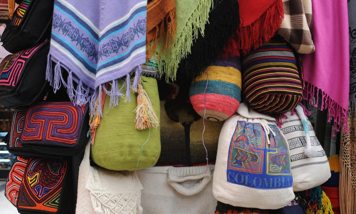 Colorful Colombian Mochila Bags in market near the Gold