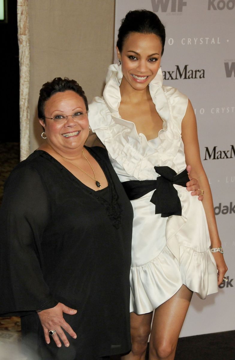 Zoe Saldana and mother arrive at the 2010 Crystal + Lucy Awards A New Era at the Hyatt Regency Century Plaza Hotel on June 1, 2010 in Century City, California.  (Photo by Gregg DeGuire/FilmMagic)