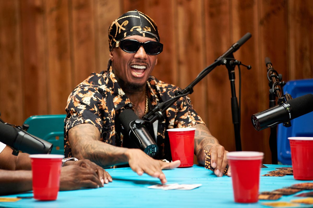 Nick Cannon on set  during "We Playin' Spades" with Nick Cannon and Courtney Bee- Season 3 podcast on July 24, 2025 in Los Angeles, California. (Photo by Unique Nicole/Getty Images)