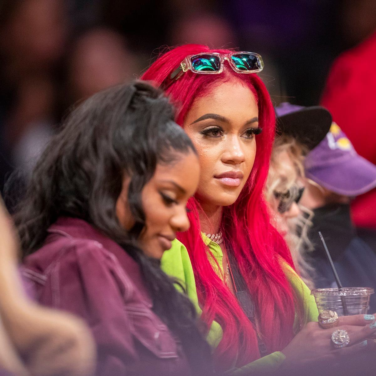 Celebrities attend the Los Angeles Lakers play the Golden State Warriors during the season opener