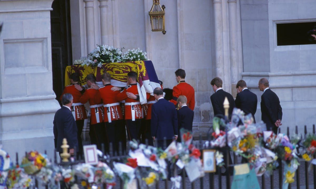 Royal Family Walking Behind Diana's Casket
