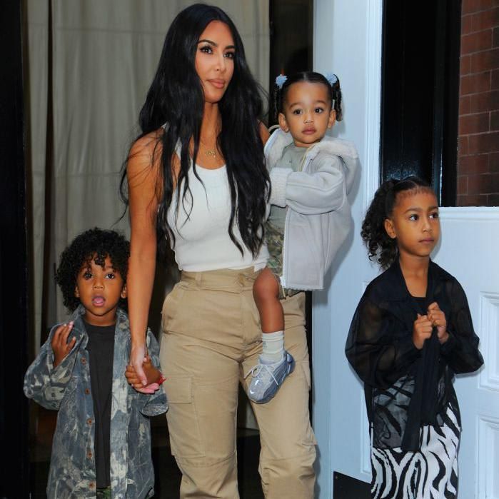 Kim Kardashian finds time in her day to be with her kids
