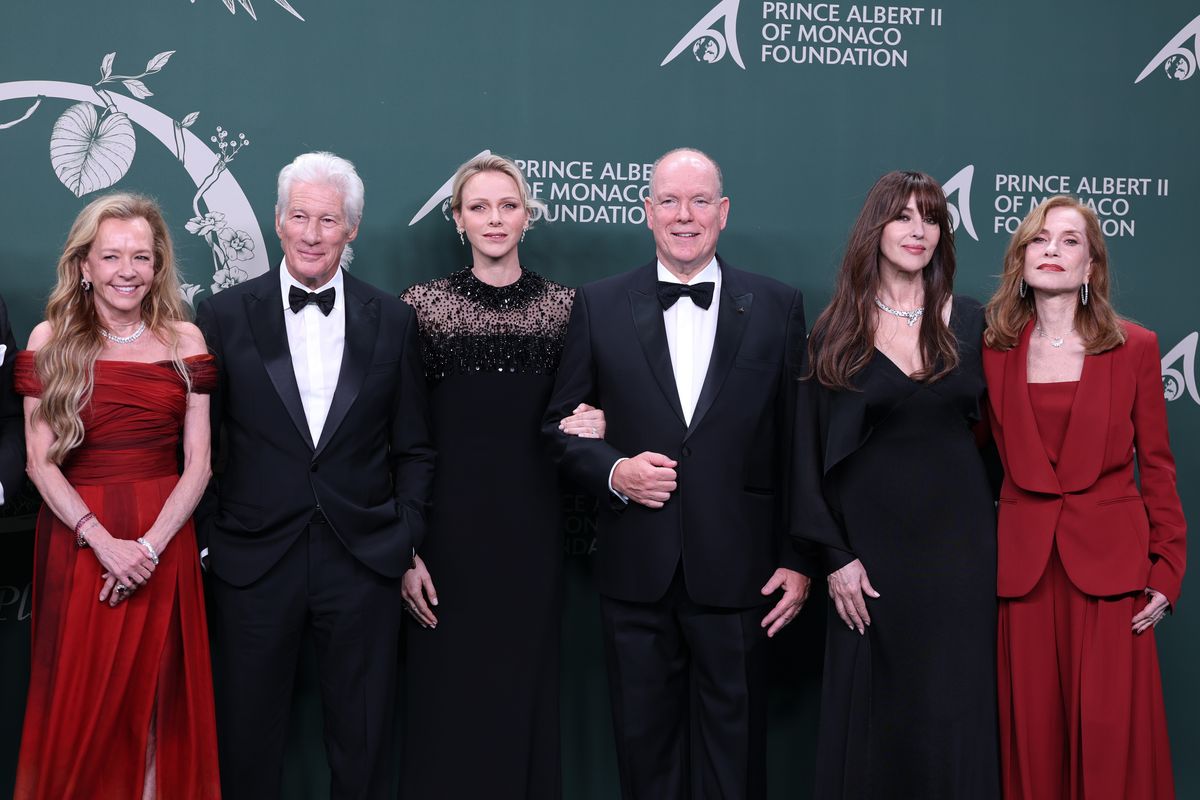 Prince Albert II and Princess Charlene posed alongside Caroline Scheufele, Richard Gere, Monica Bellucci and Isabelle Huppert at the 20th anniversary gala of the Prince Albert II of Monaco Foundation.