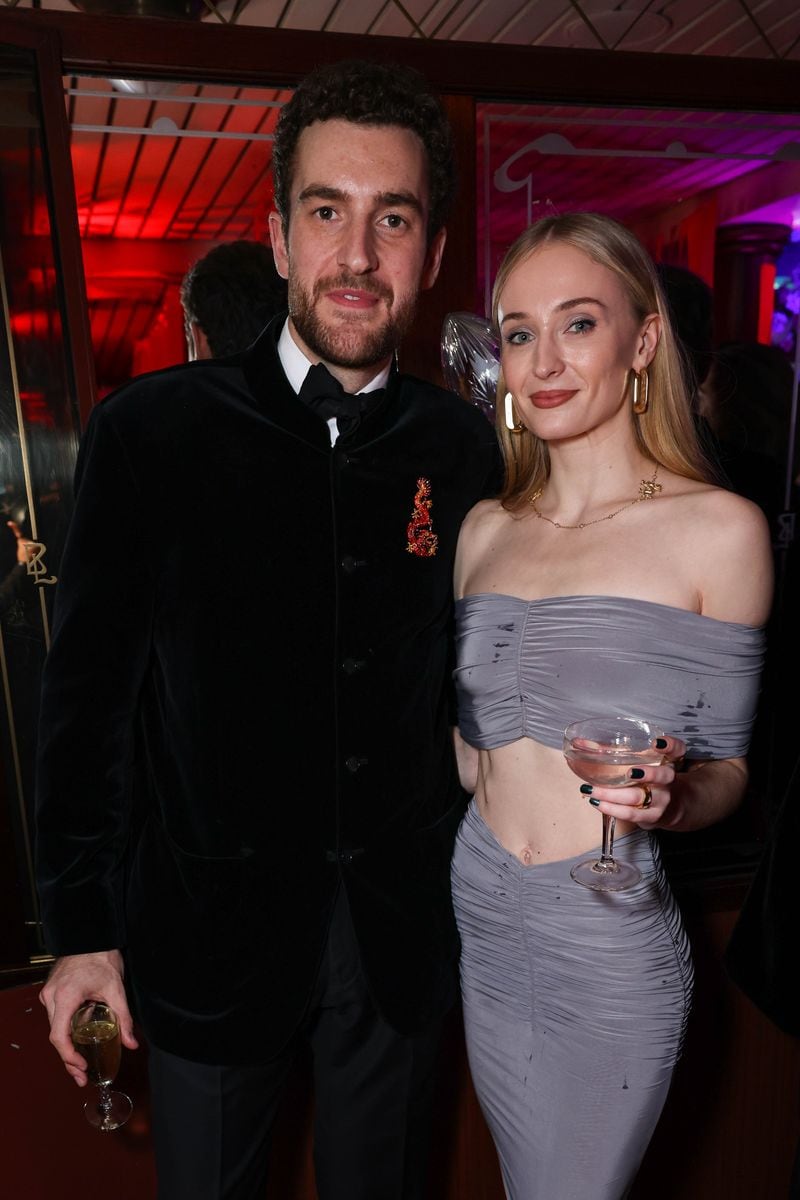 LONDON, ENGLAND - FEBRUARY 10: Peregrine Pearson and Sophie Turner attend Stanley Zhu's Year of Dragon Celebration at Dixie Queen on February 10, 2024 in London, England. (Photo by Dave Benett/Getty Images for Stanley Zhu)