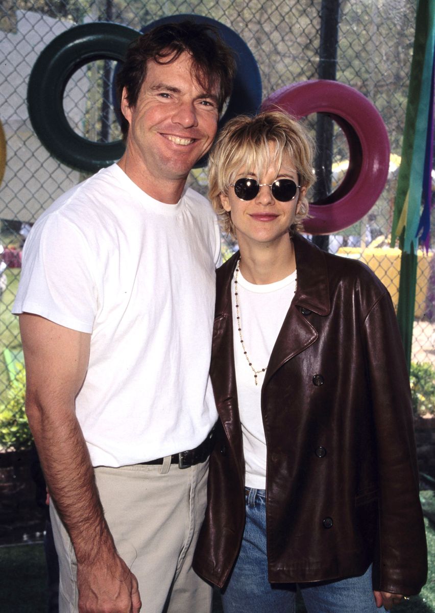 Dennis Quaid and Meg Ryan during '95 Pediatric Aids Foundation Annual Picnic'