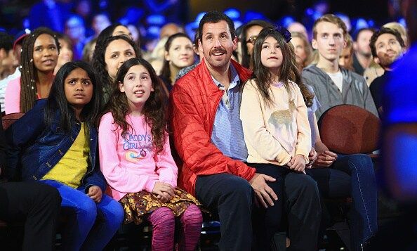Adam Sandler front row with his daughters Sadie and Sunny.
<br>
Photo: Getty Images