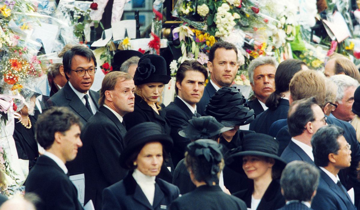 Cruise, Kidman, and Tom Hanks at the funeral of Princess Diana