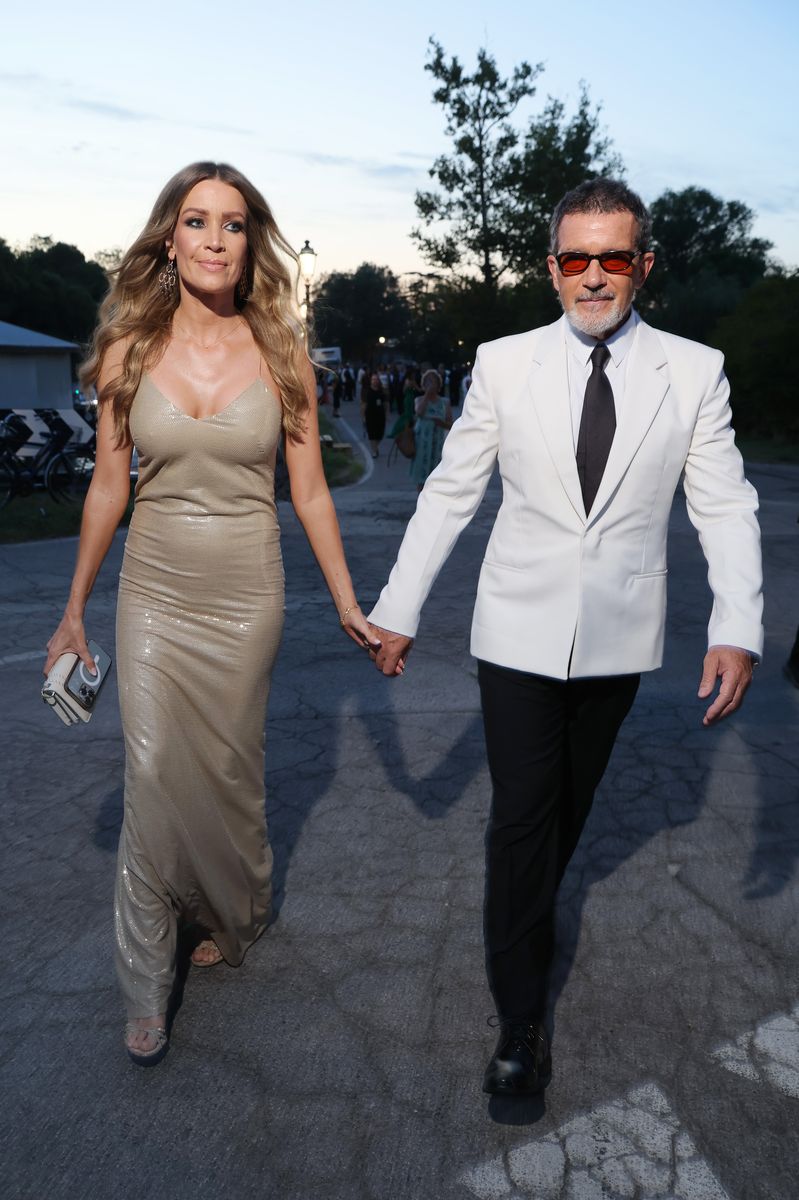 Nicole Kimpel and honoree Antonio Banderas attend the amfAR Gala Venezia 2024 presented by Red Sea International Film Festival.