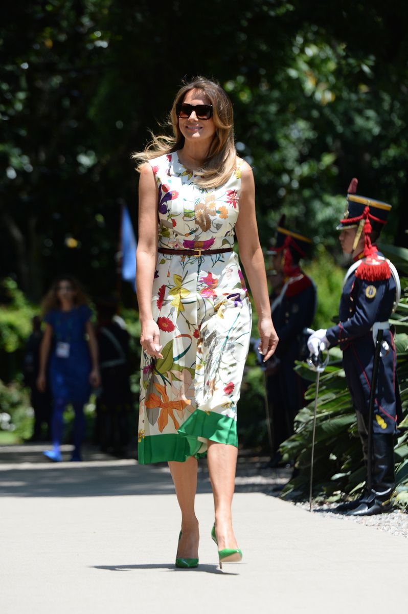 Whether attending official engagements or traveling, Melania Trump is frequently photographed wearing statement sunglasses.