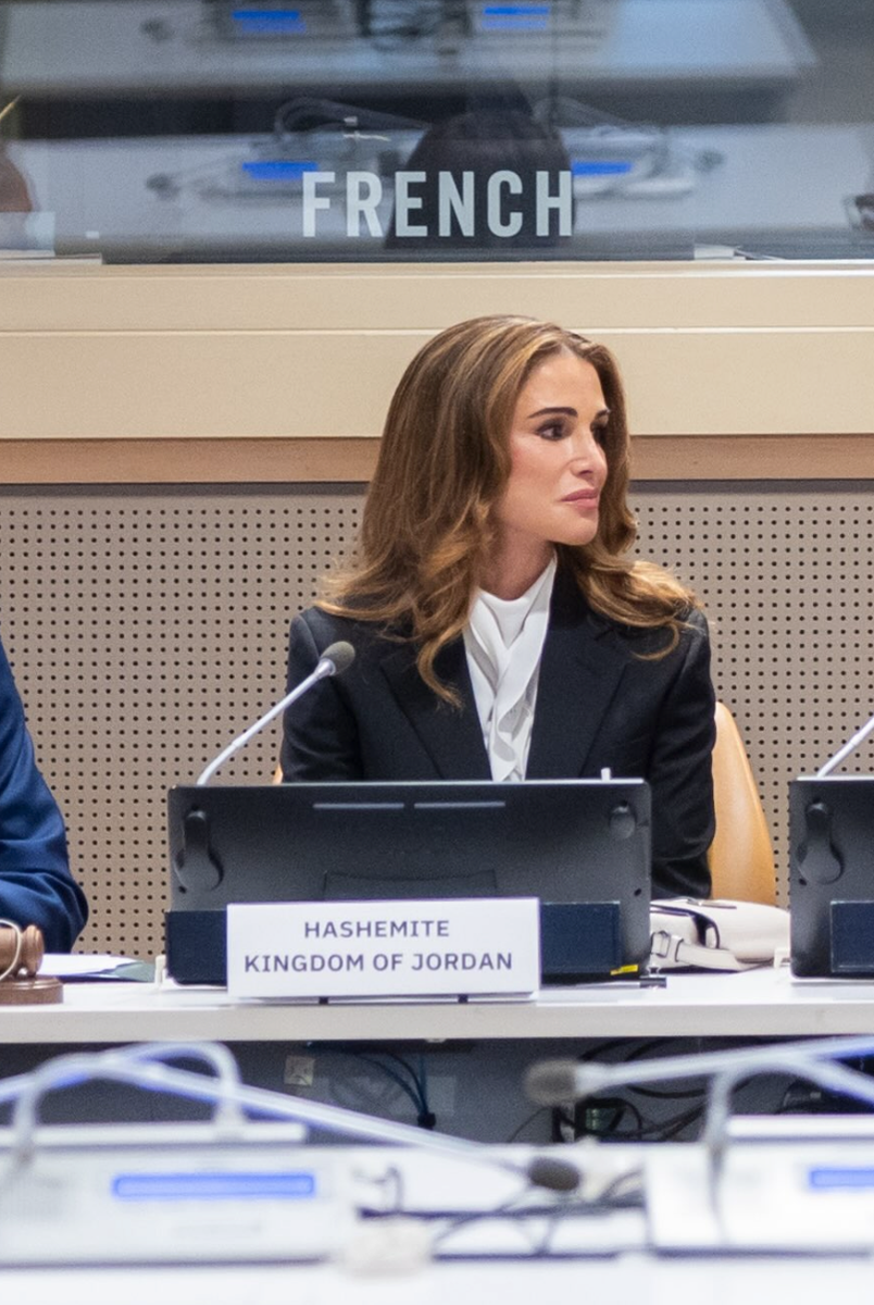 Queen Rania delivered remarks during a high-level dialogue at United Nations headquarters in New York on September 22, 2026.