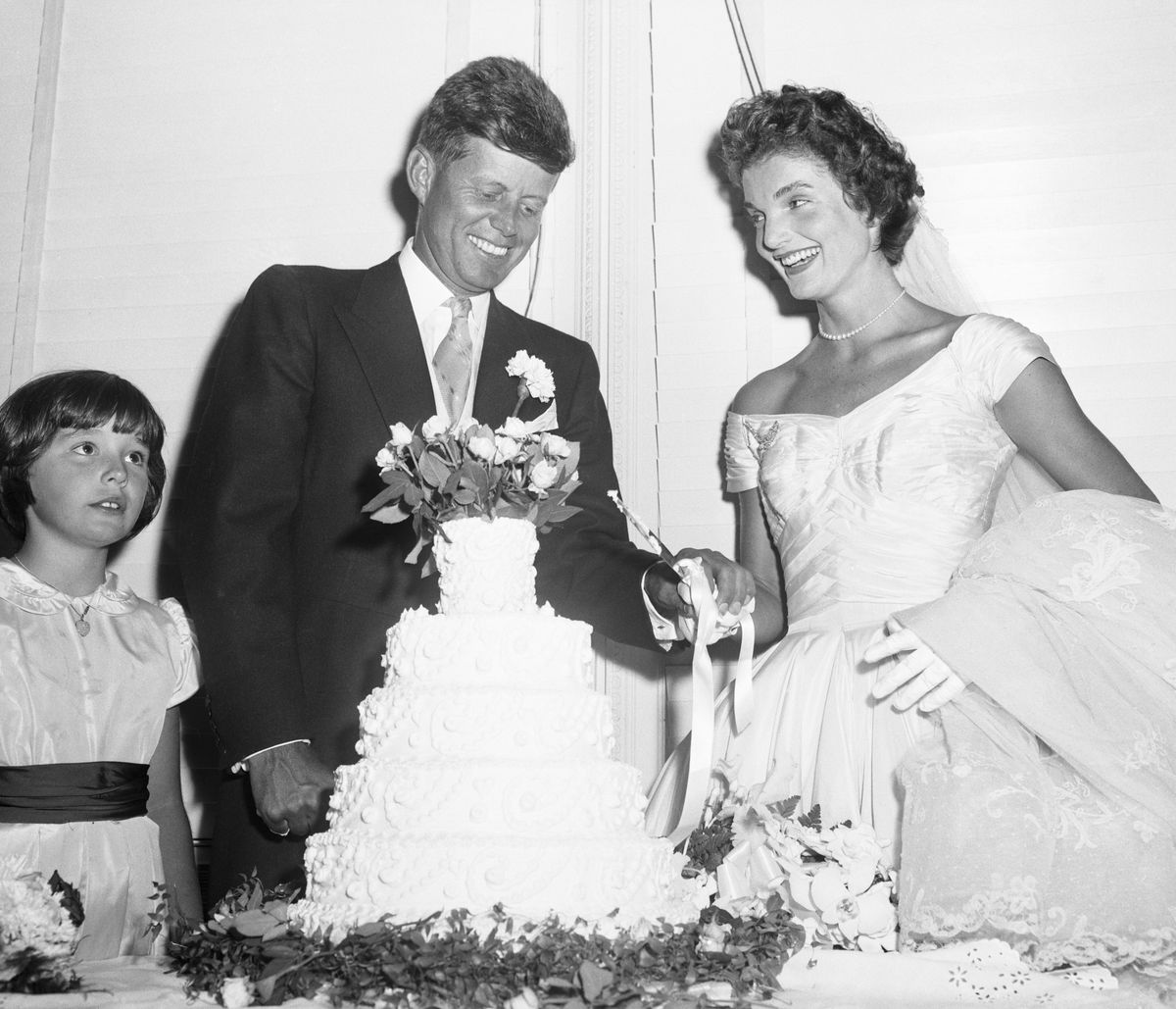 The centerpiece was the five-tier wedding cake, commissioned by Joe Kennedy himself.