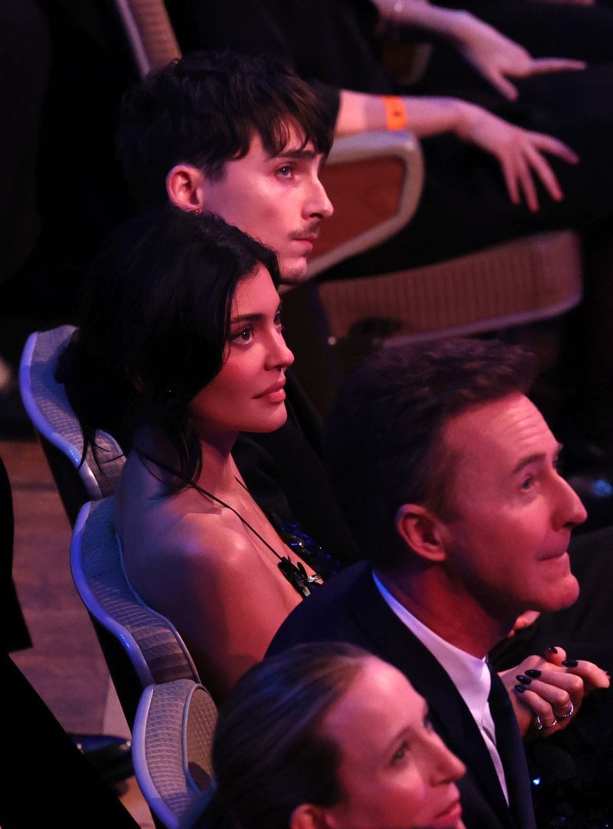 LONDON, ENGLAND - FEBRUARY 16: Kylie Jenner and TimothÃ©e Chalamet during the EE BAFTA Film Awards 2025 at The Royal Festival Hall on February 16, 2025 in London, England. (Photo by Tristan Fewings/BAFTA/Getty Images for BAFTA)