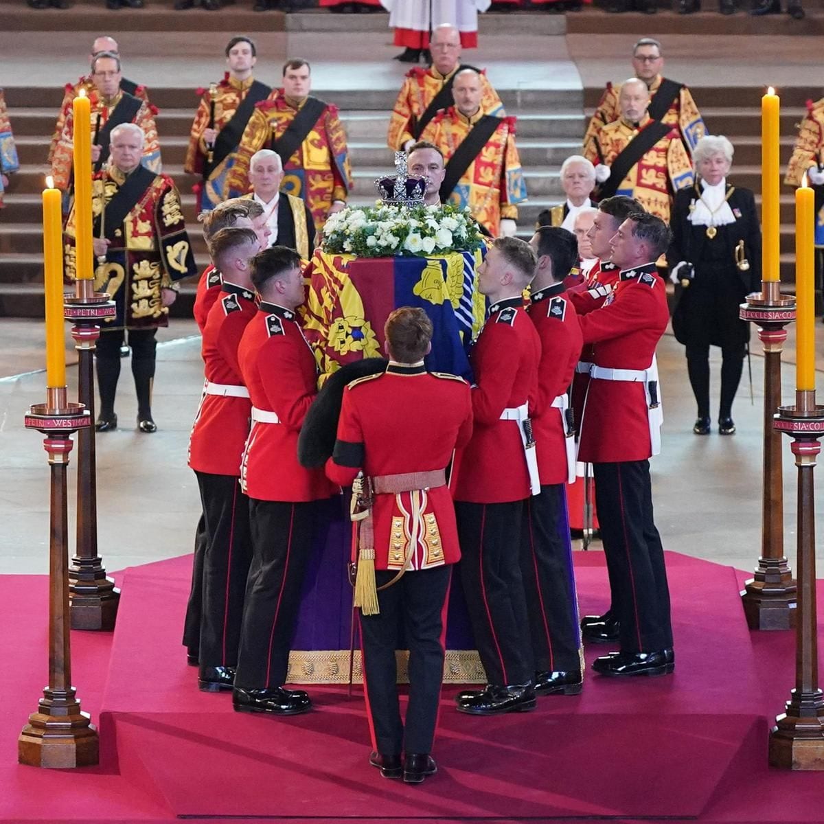 The Coffin Carrying Queen Elizabeth II Is Transferred From Buckingham Palace To The Palace Of Westminster