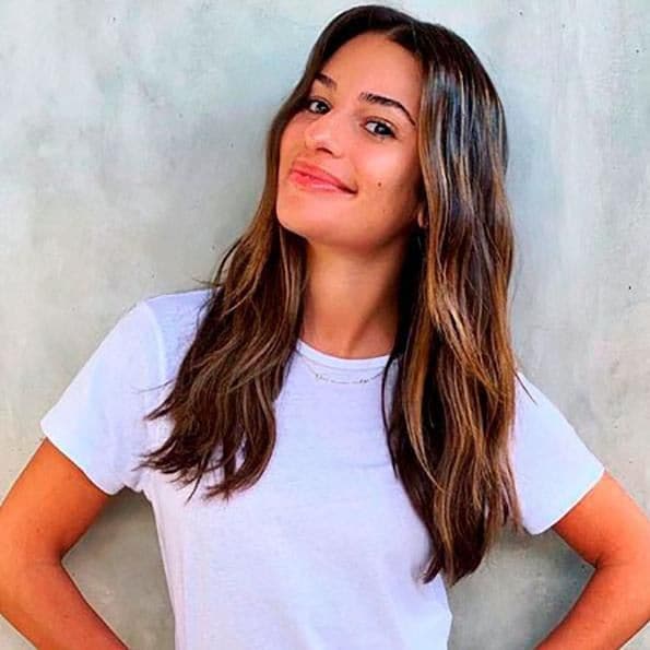 Lea Michele with balayage hair coloring