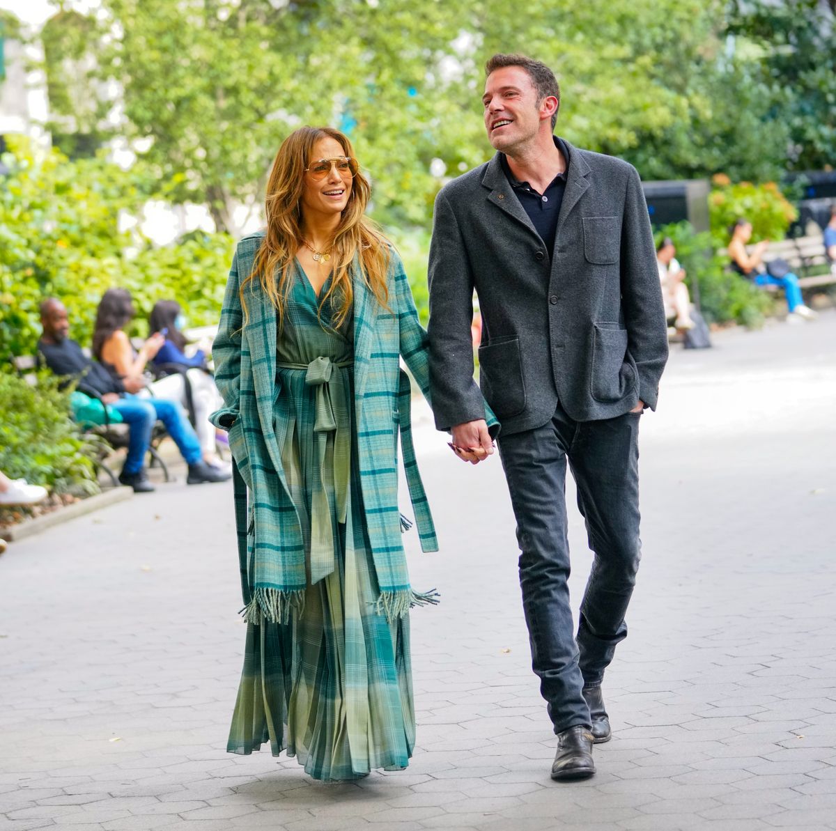  Jennifer Lopez and Ben Affleck are seen on September 25, 2021, in New York City. (Photo by Gotham/Wireimage)