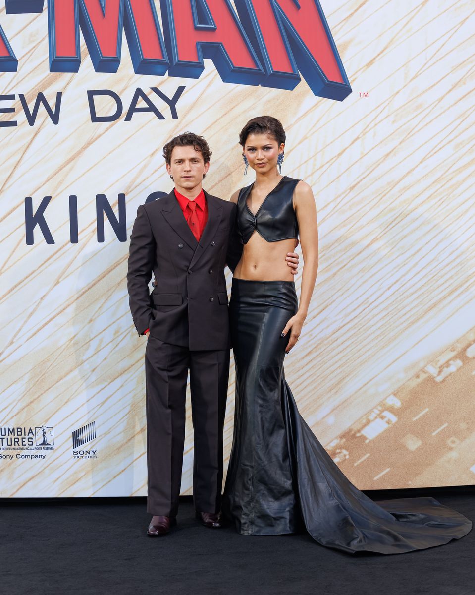 Zendaya embraced an edgier aesthetic in Berlin with a black leather Louis Vuitton two-piece.
