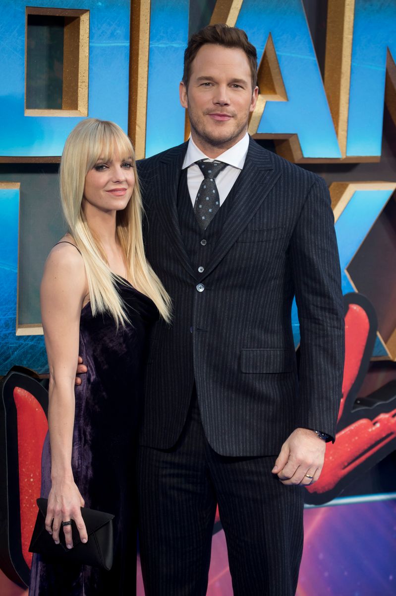 Anna Faris e Chris Pratt participam da exibição de gala europeia de 'Guardiões da Galáxia Vol. 2' em 24 de abril de 2017 em Londres