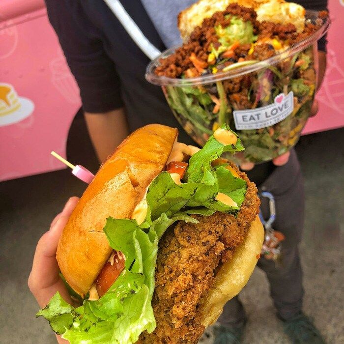 Eat Love vegan burger and salad
