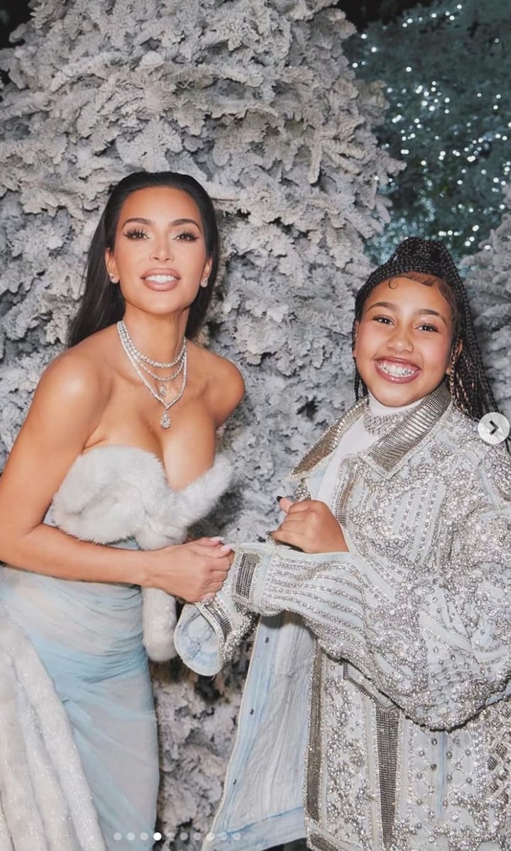 North West honors Ye by wearing his 2016 Met Gala Balmain jacket on Christmas Eve