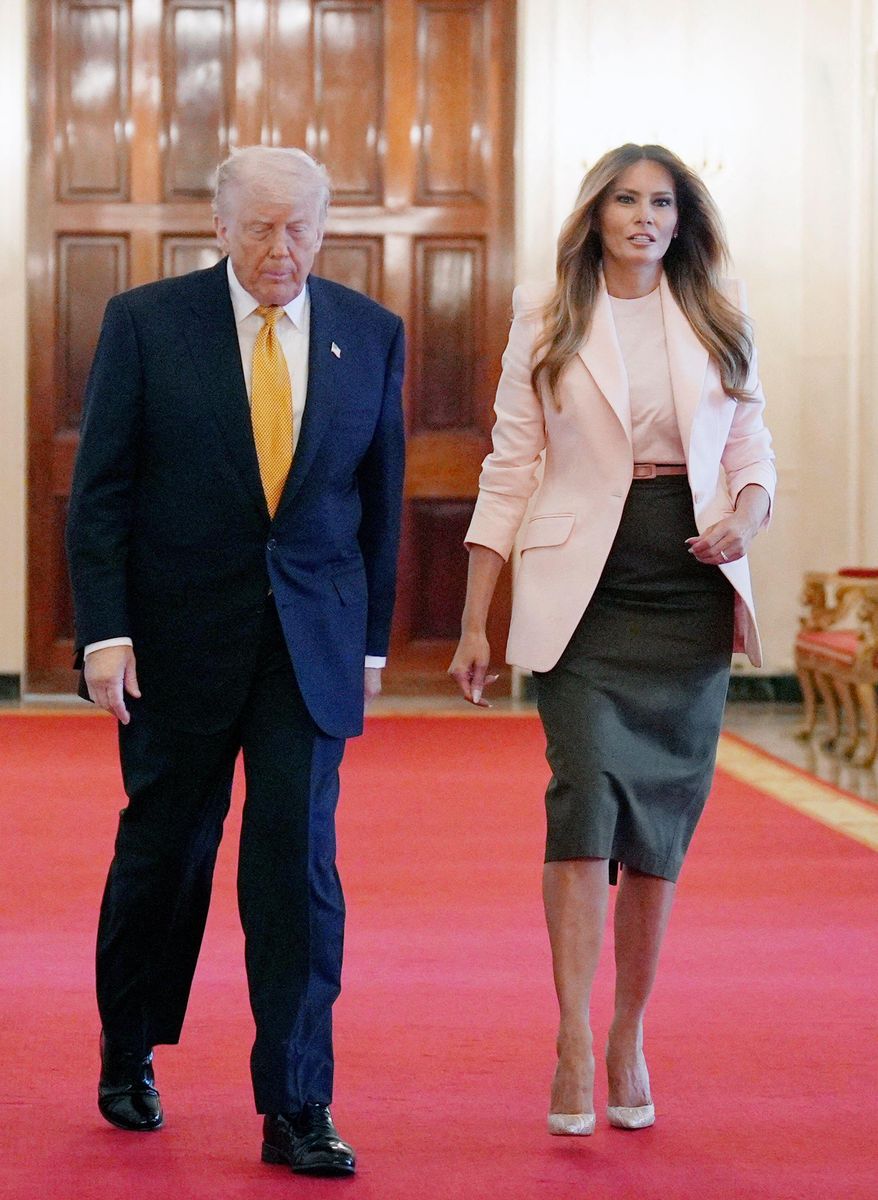 First Lady Melania Trump leaned into a soft, polished look that reflected the tone of the occasion. Hosting the Annual Military Mothers Celebration in the East Room of the White House.