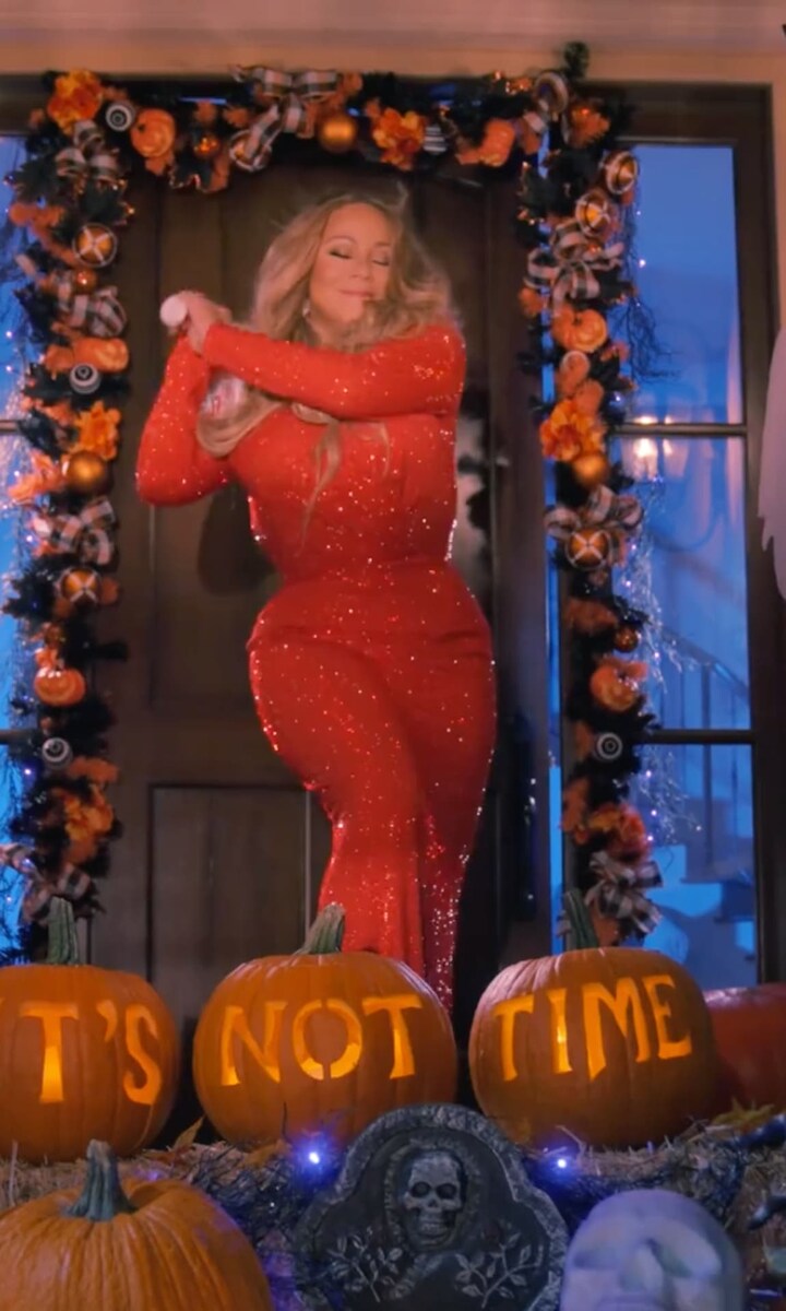 Mariah Carey smashes Halloween pumpkin and kicks off the holiday season