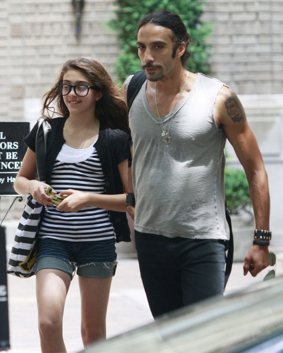 Madonna's daughter Lourdes Leon walks with her father Carlos Leon